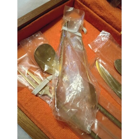 Vtg 60s Johnys Gems 9pc Cocktail Bar Set Plated Bangkok Thailand Wood Box - Picture 6 of 14